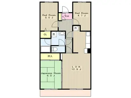 サンライズ多摩(3LDK/1階)の間取り写真