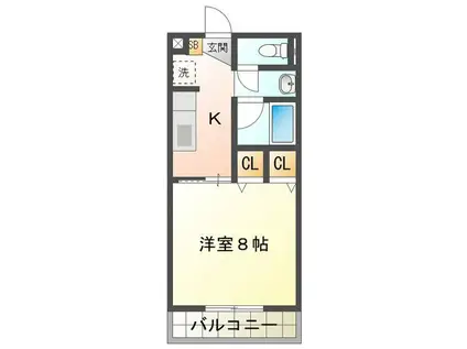 ワカバハイツ(1K/1階)の間取り写真