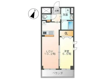 ユニヴァリィ77 75(1LDK/3階)の間取り写真