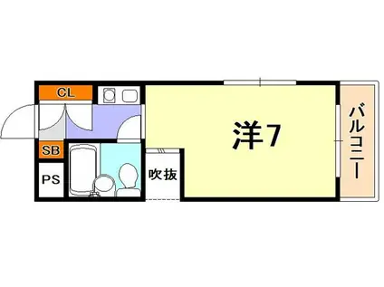 ベルコート春日野道(1K/3階)の間取り写真