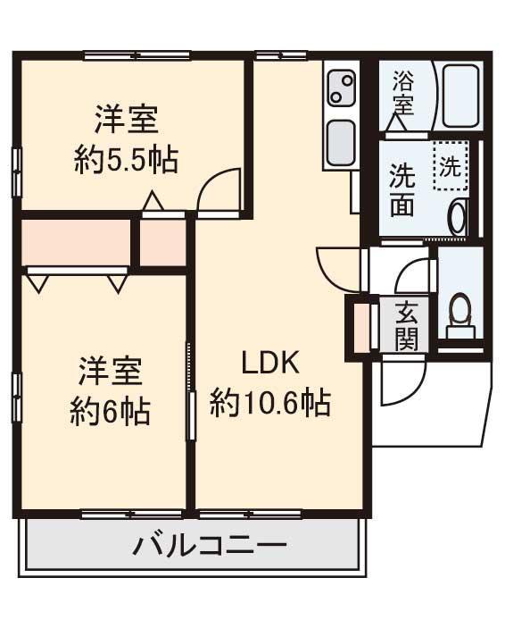 シェル大津A(2LDK/2階)の間取り写真