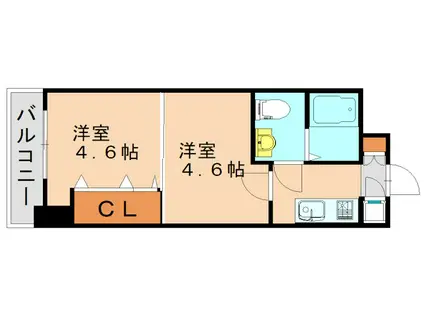 NO.47 PROJECT2100小倉駅(2K/2階)の間取り写真