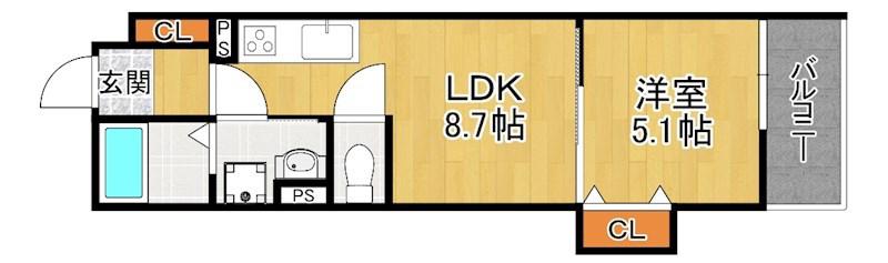 ラモーナ藤阪元町(1LDK/3階)の間取り写真