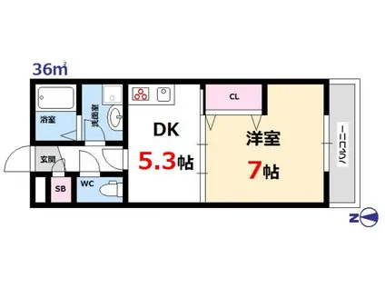 へーベルハウスみずさか(1DK/2階)の間取り写真