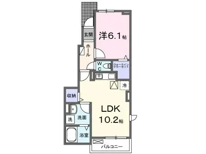 シェル・ブルゥ(1LDK/1階)の間取り写真