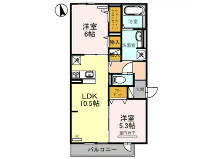 フォレスト フィールドII(2LDK/3階)の間取り写真