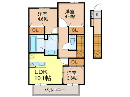 D-ROOMハピネスA(3LDK/2階)の間取り写真
