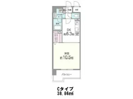 グランドゥール敷津(1DK/3階)の間取り写真