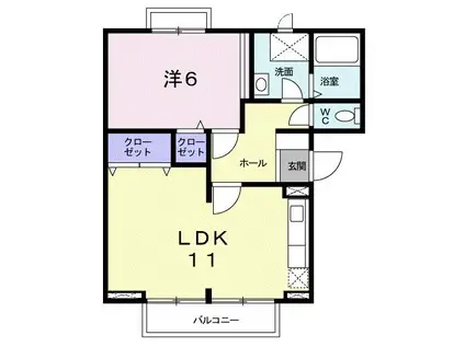 ニューエルディム平井III(1LDK/2階)の間取り写真