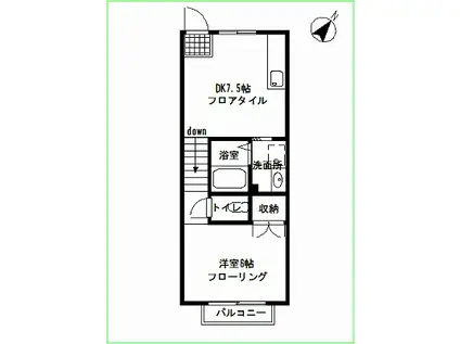 ビューパレス(1DK/1階)の間取り写真