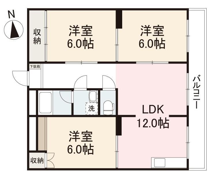 末広ハイツ(3LDK/1階)の間取り写真