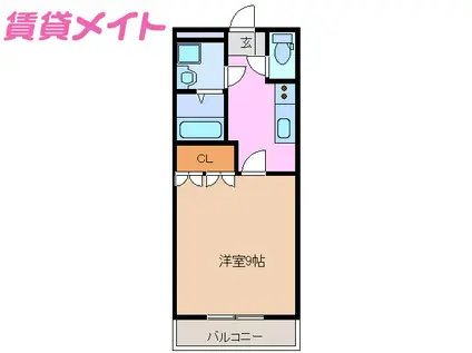 レクサス(1K/2階)の間取り写真