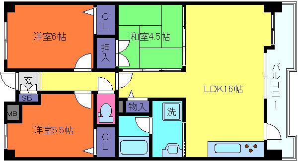 メゾンドカスカード六甲(3LDK/2階)の間取り写真