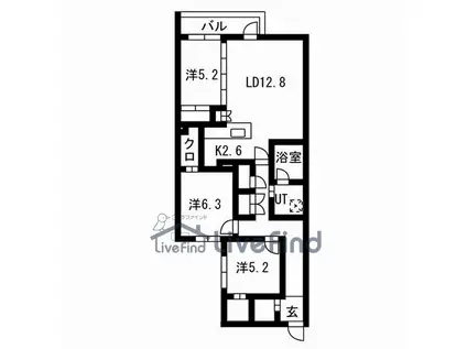 PRIME COURT LA FORET 平岸(3LDK/2階)の間取り写真