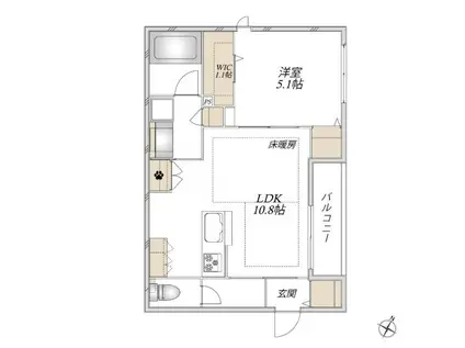 前野町2丁目メゾン(1LDK/2階)の間取り写真