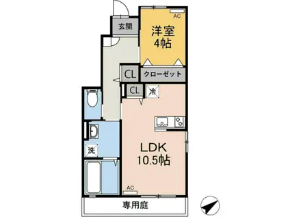 M E T E E O R(1LDK/1階)の間取り写真