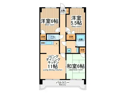 イノベ武蔵砂川(3LDK/5階)の間取り写真