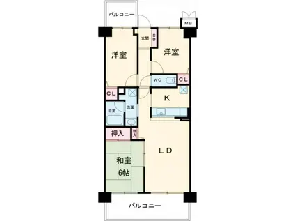 コスモ茂原(3LDK/11階)の間取り写真