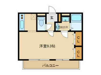 グロリアス(1K/2階)の間取り写真