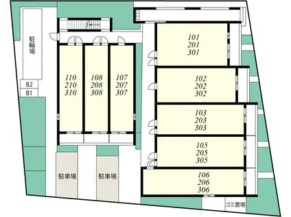 リブリ・ココシャンブル(1LDK/3階)の間取り写真