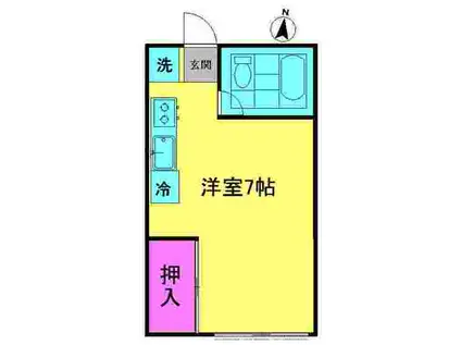 カームハイツ(ワンルーム/1階)の間取り写真