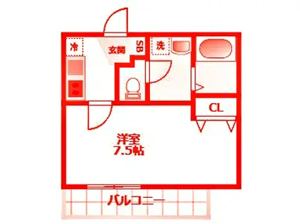 リアル北久里浜パークテラスI(1K/1階)の間取り写真