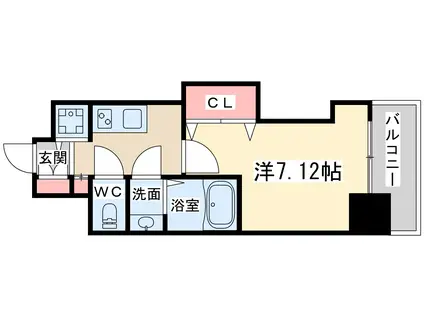 ラグゼ天神橋(1K/7階)の間取り写真