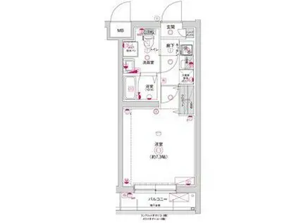 D.CLAREST CREST TAPP 二条(1K/3階)の間取り写真