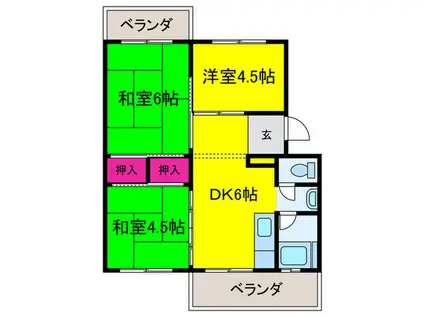 ミツルマンション(3DK/3階)の間取り写真
