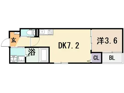 DEAR KINDAI(1DK/2階)の間取り写真