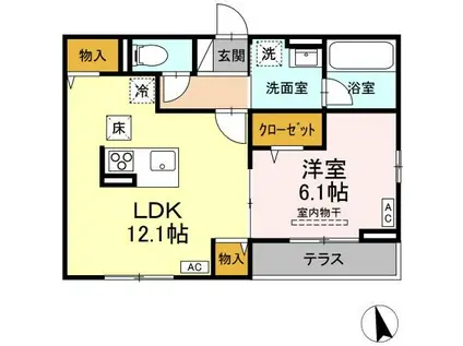 D-ROOM野田町三丁目(1LDK/1階)の間取り写真