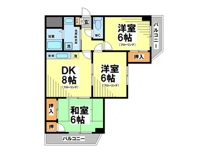 サンモデール上祖師谷(3DK/3階)の間取り写真