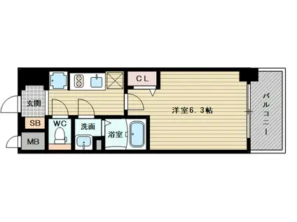 プレサンス淡路駅前(1K/6階)の間取り写真