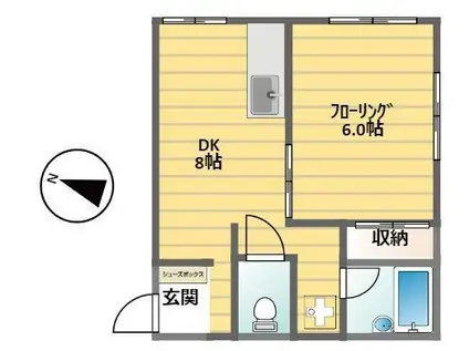 クレセントコート(1DK/1階)の間取り写真