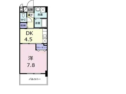 グロリオーサ(1DK/2階)の間取り写真