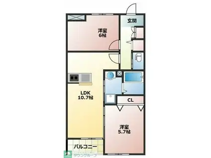 コンフォルト(2LDK/2階)の間取り写真