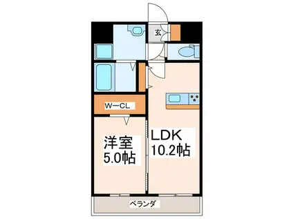 SQUARE元気の森公園(1LDK/5階)の間取り写真