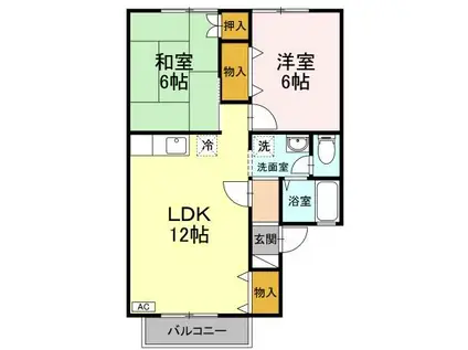 アビタシオンII B(2LDK/2階)の間取り写真