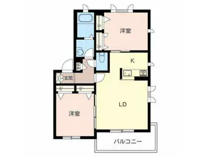 シャーメゾン陽明E棟(2LDK/2階)の間取り写真