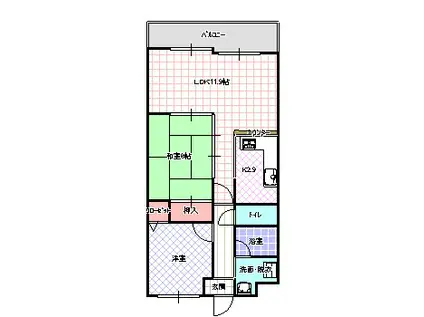 サンジェール増井(2LDK/1階)の間取り写真