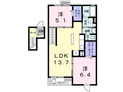 アビタシオン高井(2LDK/4階)の間取り写真