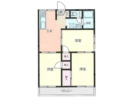 カーサ宮前(3DK/2階)の間取り写真