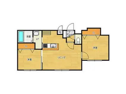 ミルフィーユ(2LDK/1階)の間取り写真