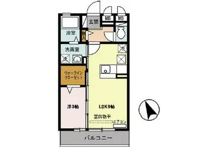 グランドゥール(1LDK/3階)の間取り写真