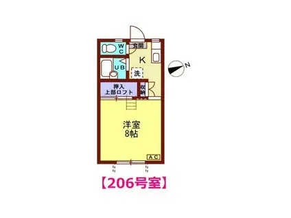 あすなろハイツ(1K/2階)の間取り写真