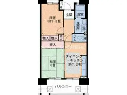 URパークタウン西武庫 1号棟(2DK/8階)の間取り写真