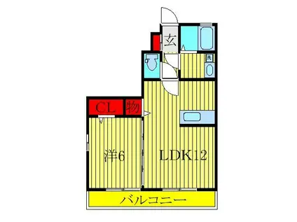 フェリシティ小倉(1LDK/2階)の間取り写真
