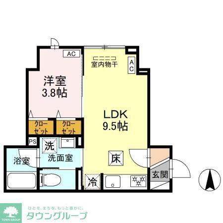 セレスティア竹ノ塚 A棟(1LDK/1階)の間取り写真
