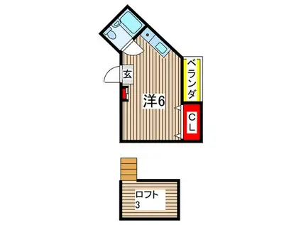 サニーベール亥鼻(ワンルーム/1階)の間取り写真