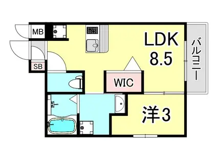 ワコーレヴィータ西宮今津(1LDK/2階)の間取り写真